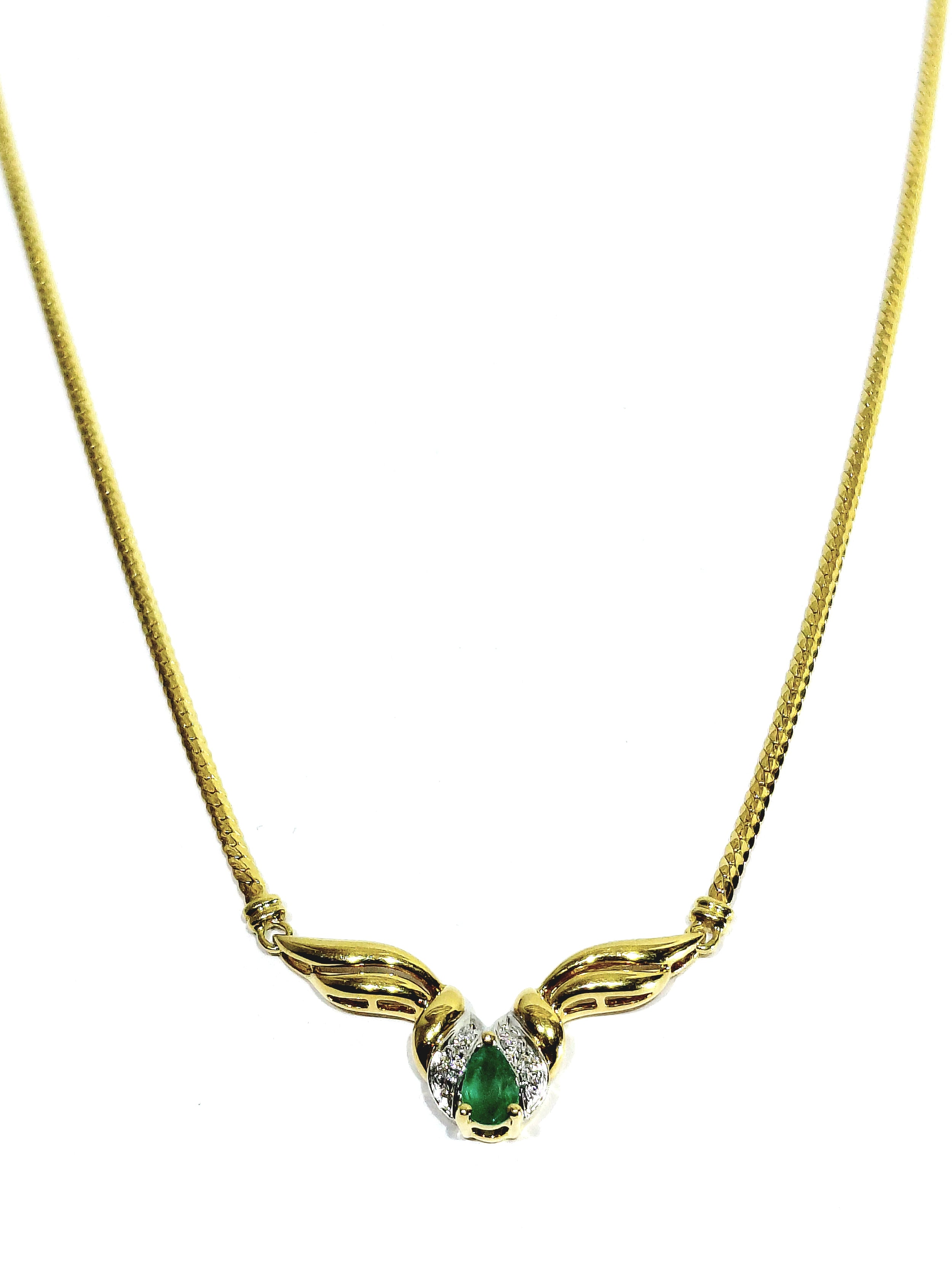 Yellow gold, Emerald, and Diamonds Necklace