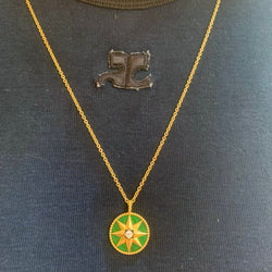 DIOR "Rose des Vents" MM Pendant Necklace in yellow gold, Malachite, and Diamond