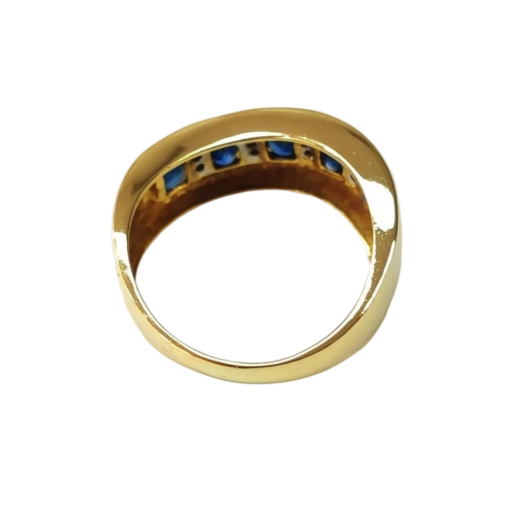 Yellow Gold Band Ring with Sapphires and Diamonds