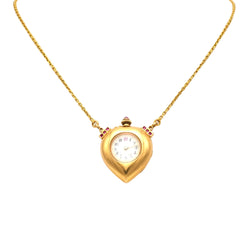 Yellow Gold Necklace with Watch, Ruby, and Diamonds