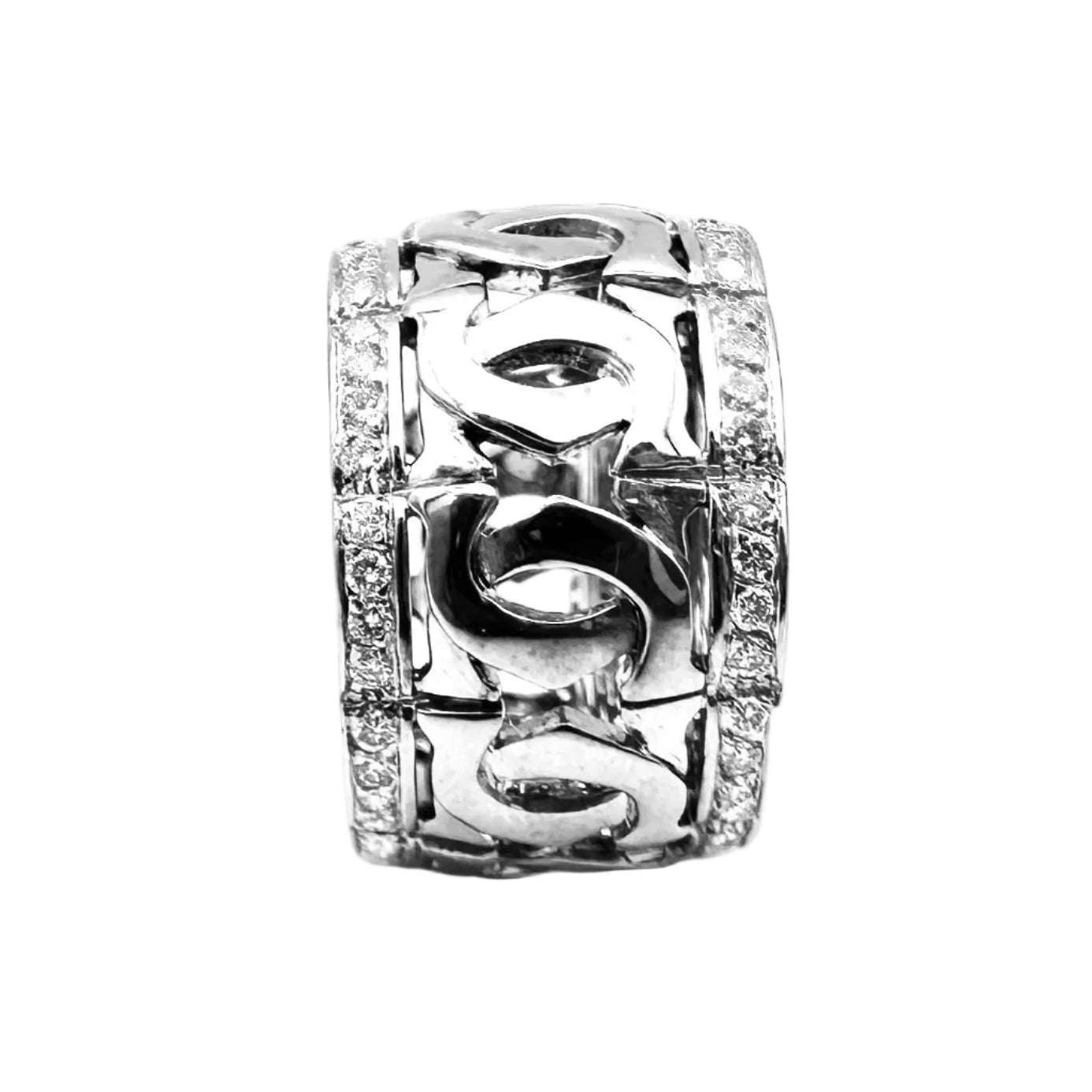 CARTIER "Entrelacé" Band Ring in white gold and diamonds