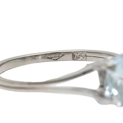 White Gold and Aquamarine Solitaire Ring