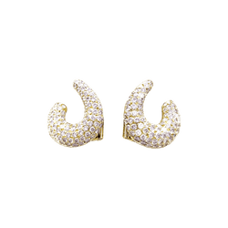 Boucles d'oreilles créoles en or jaune et diamants.
