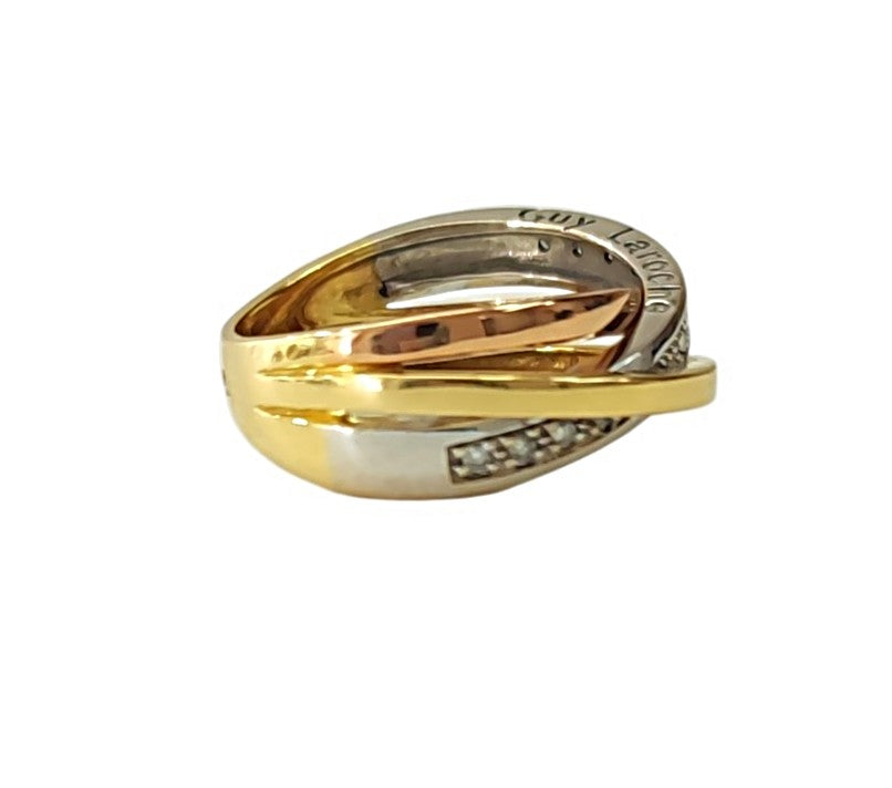 GUY LAROCHE Wedding band in white gold, yellow gold, rose gold, and diamonds