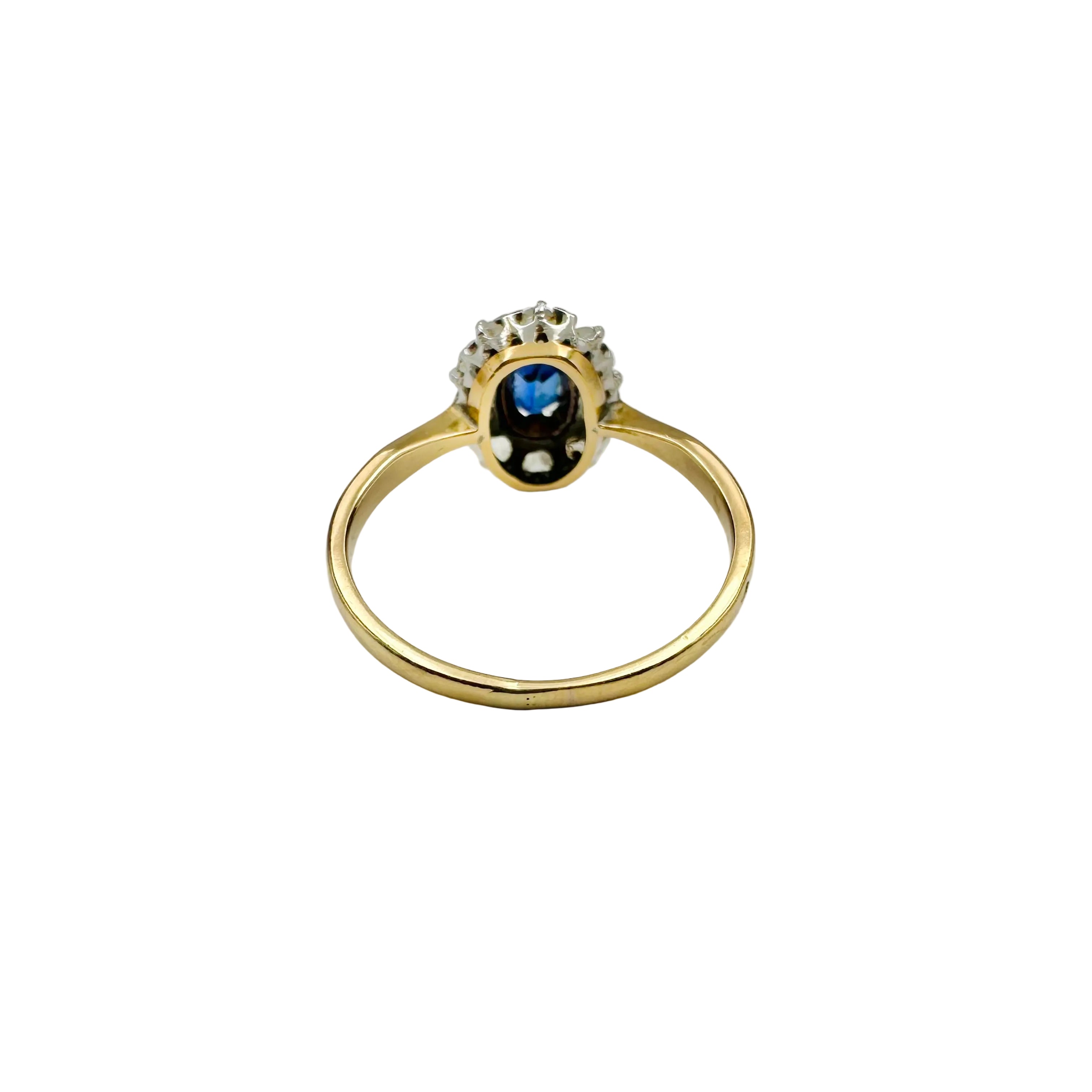 Ring Marguerite in yellow gold, white gold, sapphire and diamonds