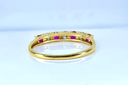 Yellow Gold Wedding Band with Rubies and Diamonds