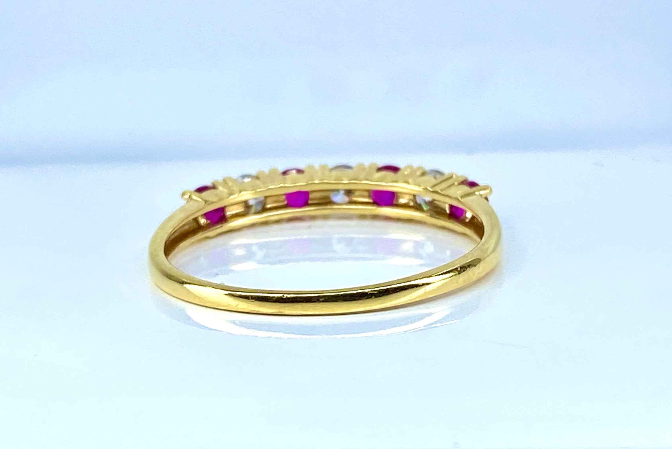 Yellow Gold Wedding Band with Rubies and Diamonds