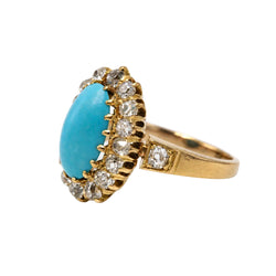 Marguerite Ring in Yellow Gold, Turquoise, and Diamonds