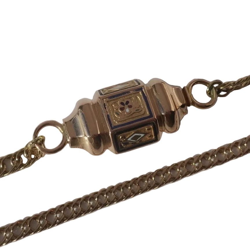 Auvergnat Chain Necklace "Regional 19th Century" with Rose Gold Enamel Clasp