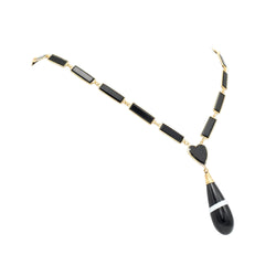 Collier Pendentif en or jaune, onyx et agates
