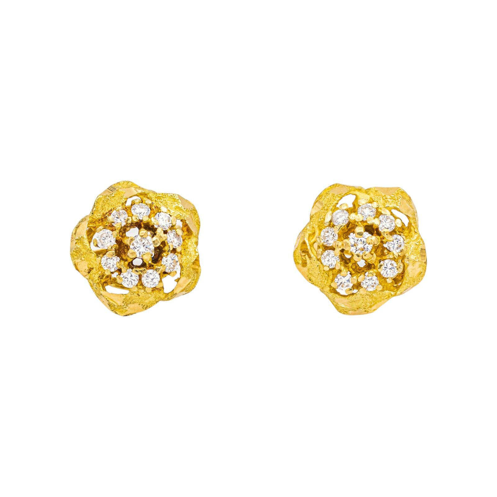 Yellow Gold Diamond Earrings