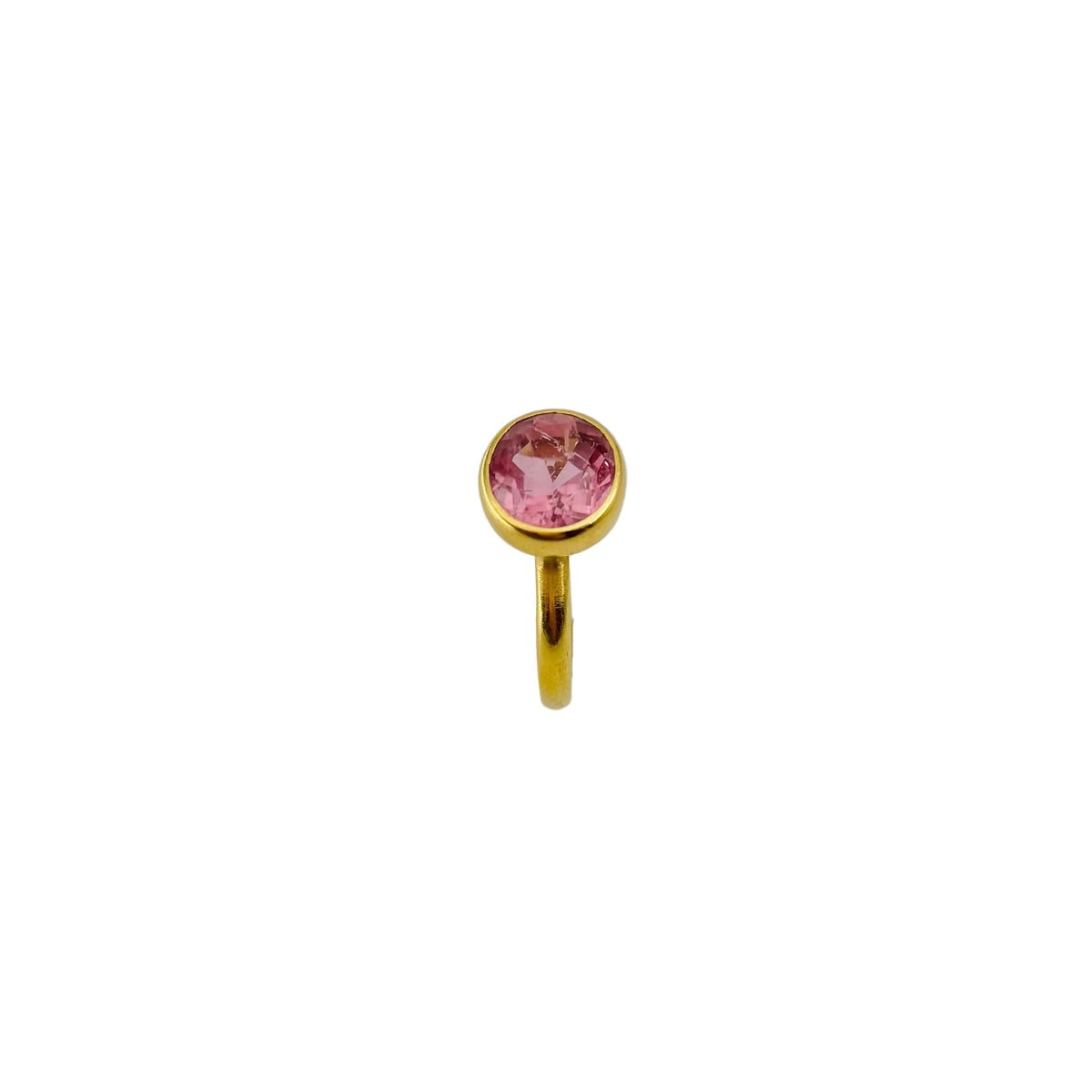 MARIE-HÉLÈNE DE TAILLAC "Princess" Solitaire Ring in 22-carat yellow gold with a pink Tourmaline