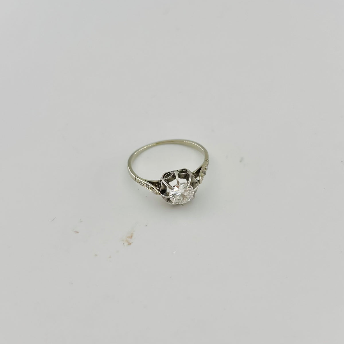 Solitaire Ring in White Gold, Platinum, and Diamonds