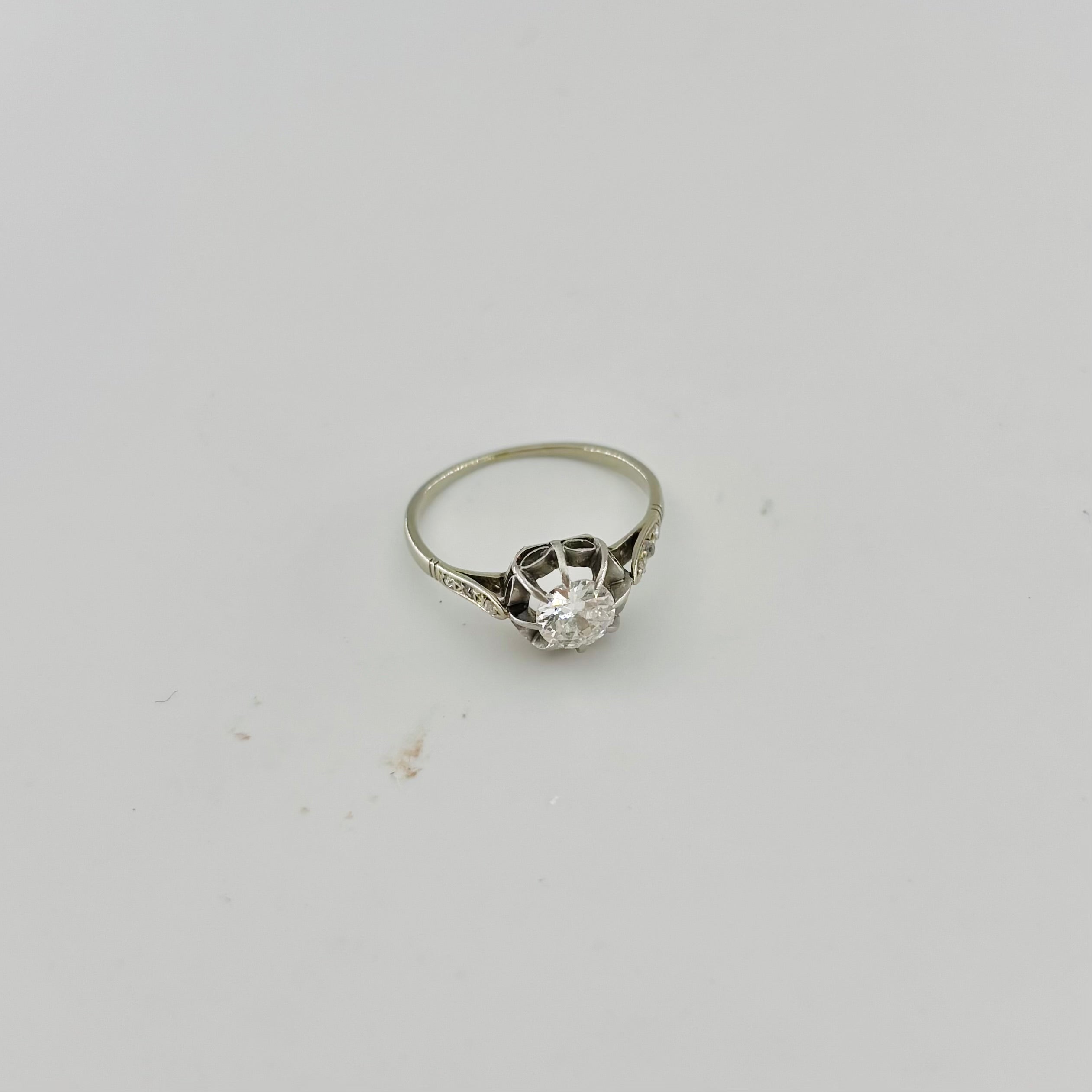 Solitaire Ring in White Gold, Platinum, and Diamonds