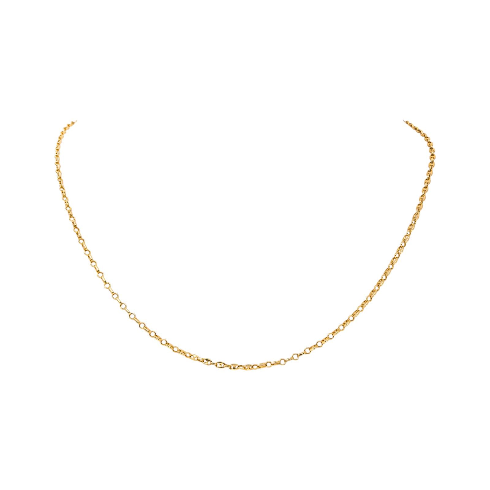 Yellow Gold Coffee Bean Link Necklace