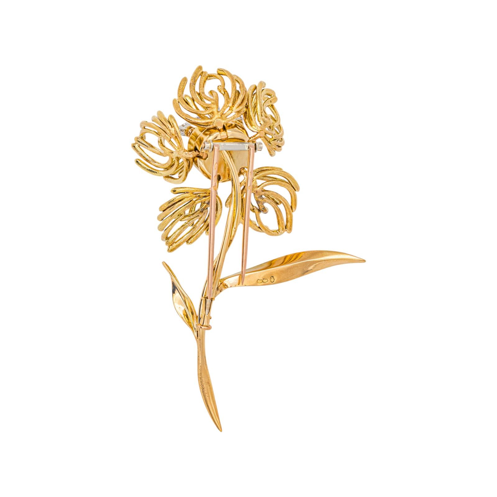 Broche Fleur Or jaune Diamant