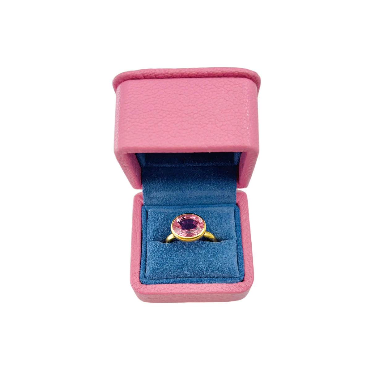 MARIE-HÉLÈNE DE TAILLAC "Princess" Solitaire Ring in 22-carat yellow gold with a pink Tourmaline