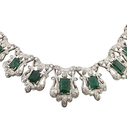 Plastron Necklace in Platinum, Emeralds, and Diamonds