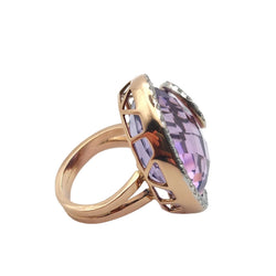 Cocktail Ring in White gold, Rose gold, Amethyst and Diamonds