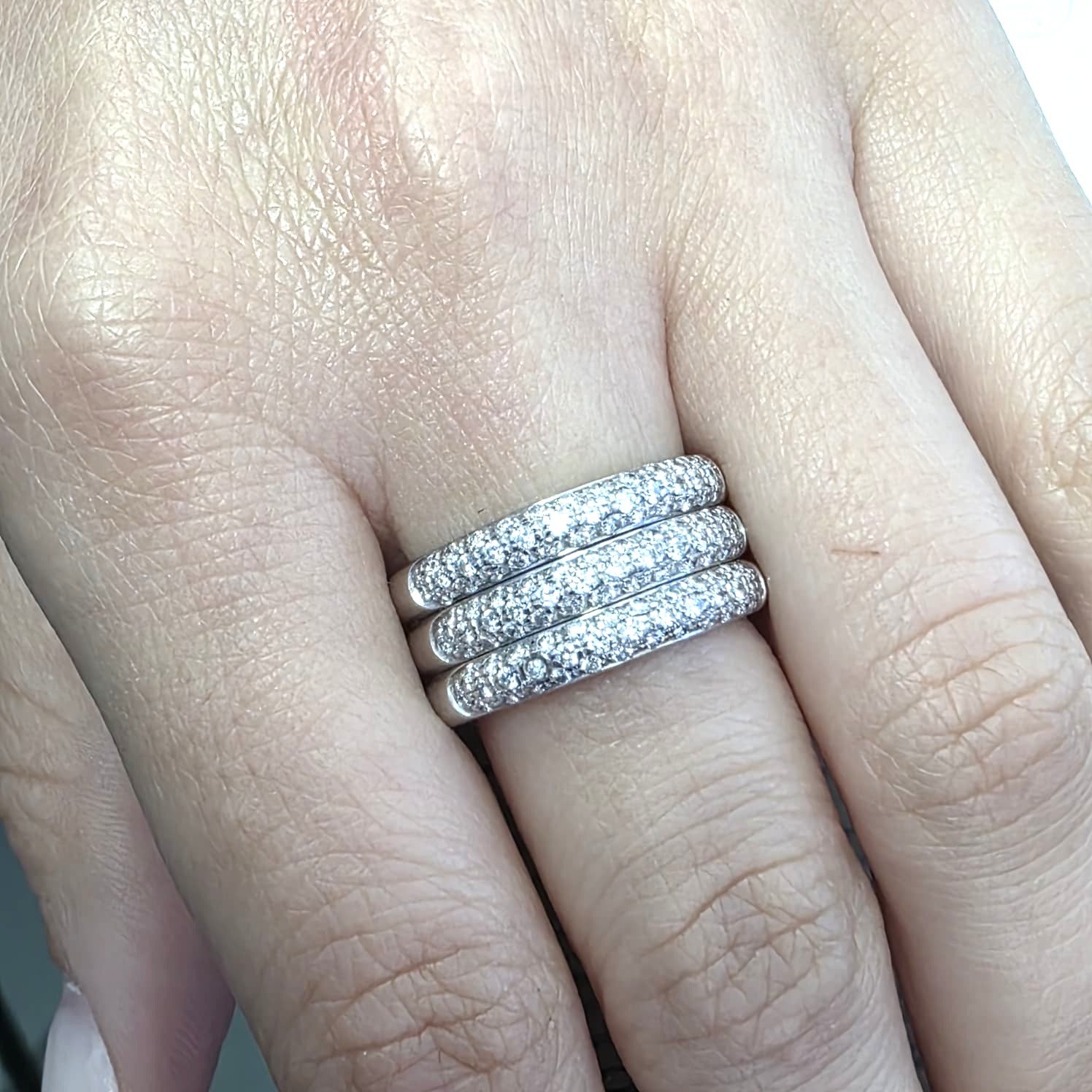 Ring Paved in white gold, yellow gold and diamonds.