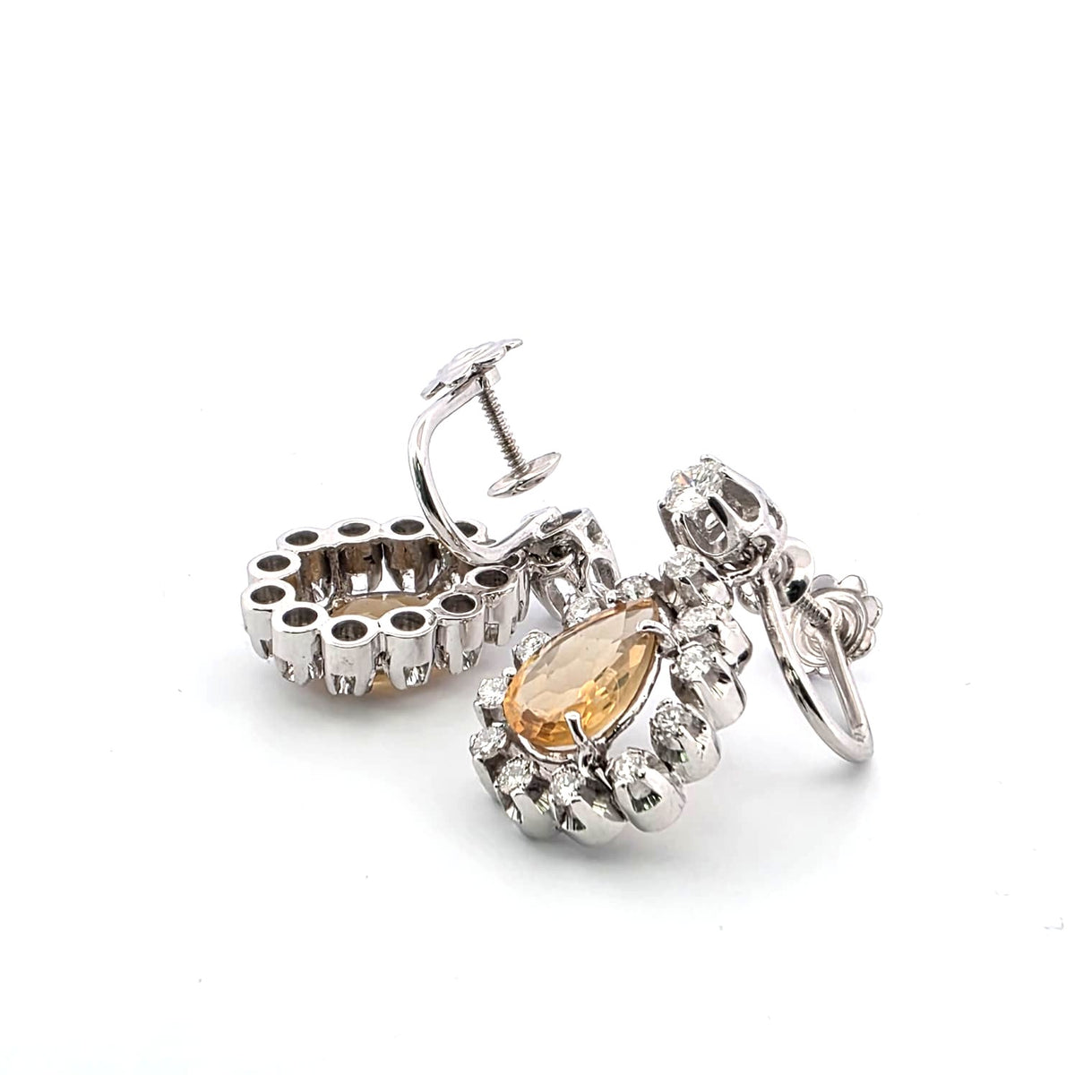White gold earrings with citrines and diamonds