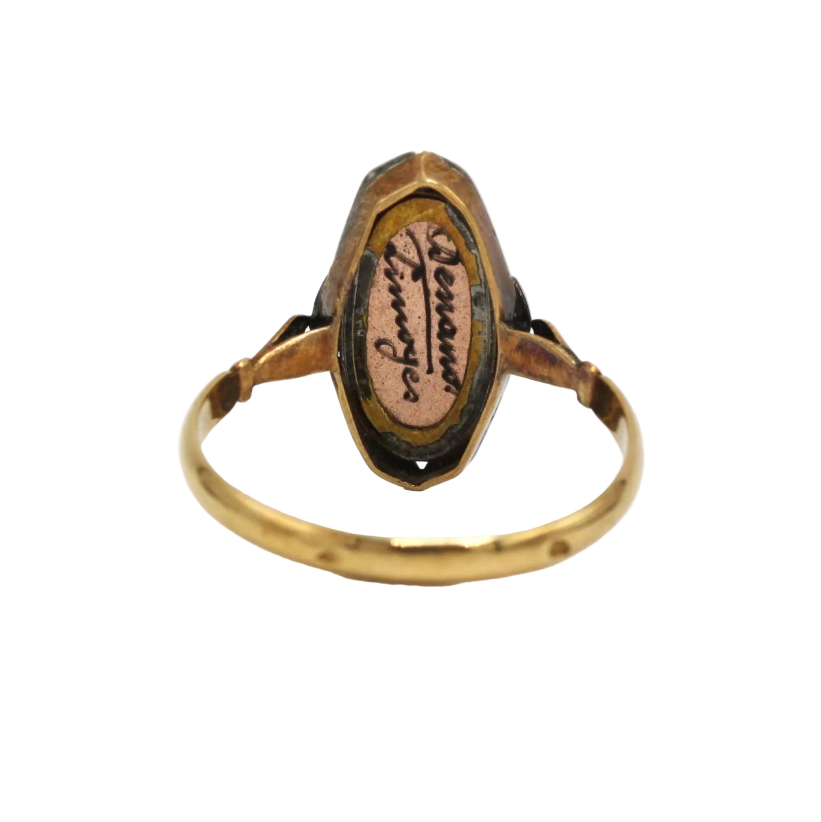 DENANOT Marquise Ring in yellow gold and Enamel