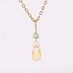 Yellow gold pendant with emerald and citrine