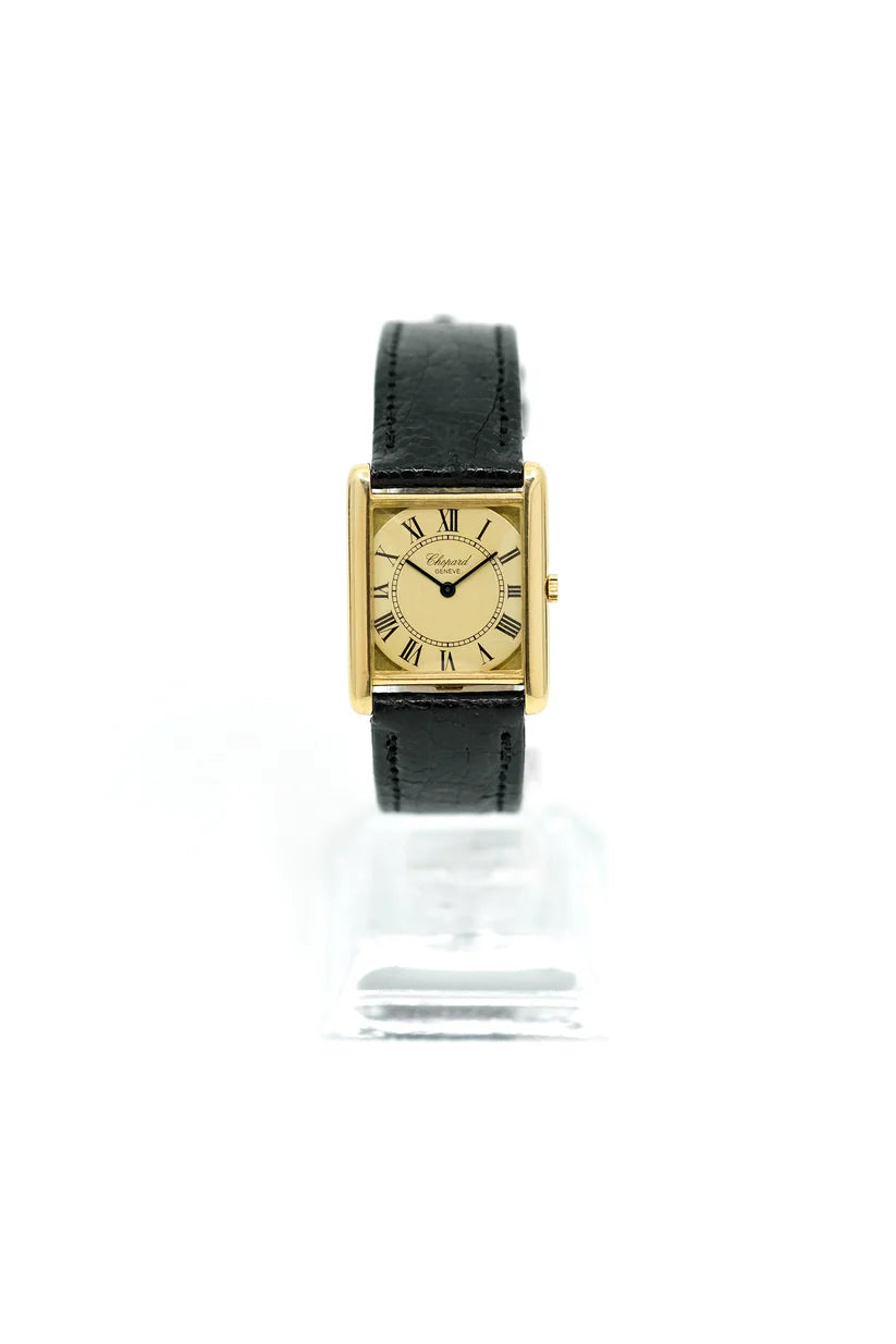 Montre CHOPARD Tank en or jaune et cuir