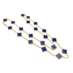 VAN CLEEF & ARPELS "Vintage Alhambra" Long necklace in yellow gold and Lapis lazuli