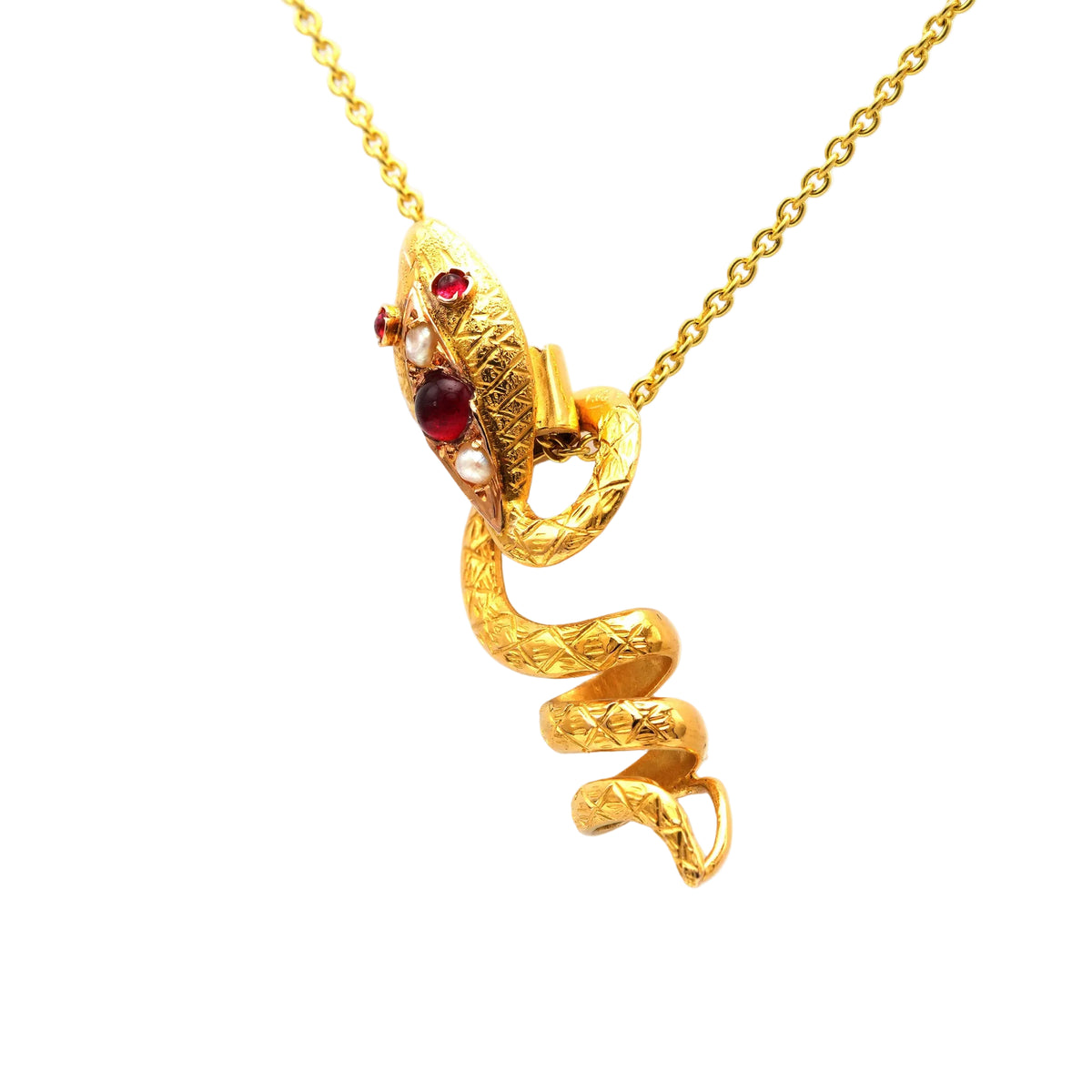 Yellow gold, Ruby, and pearl pendant