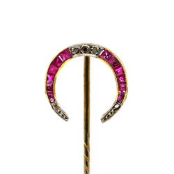 Yellow gold brooch with rubies and diamonds