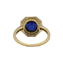 Entourage Ring in yellow gold, Platinum, Sapphire, and Diamonds