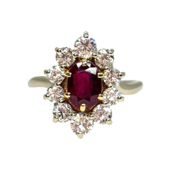 Marguerite Ring in White Gold, Ruby, and Diamonds