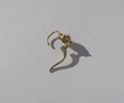 Lever-back earrings in yellow gold, white gold, rubies, and pearls