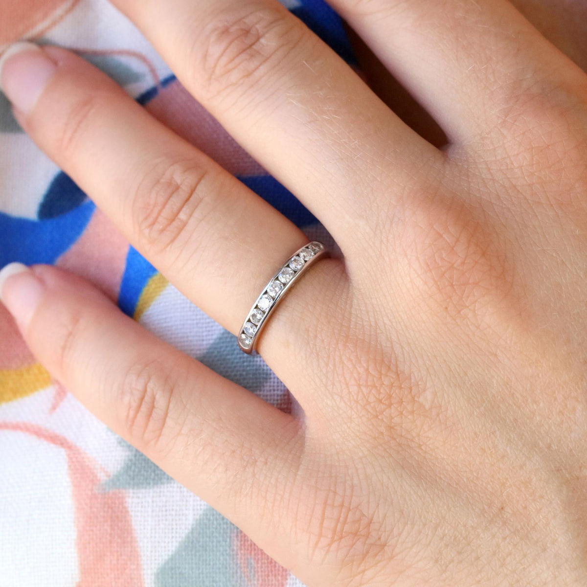 White Gold and Diamond Wedding Band