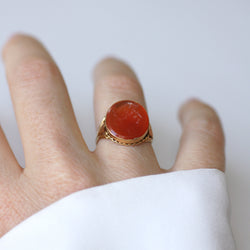 Antique Ring with Carved Carnelian Set in Yellow Gold