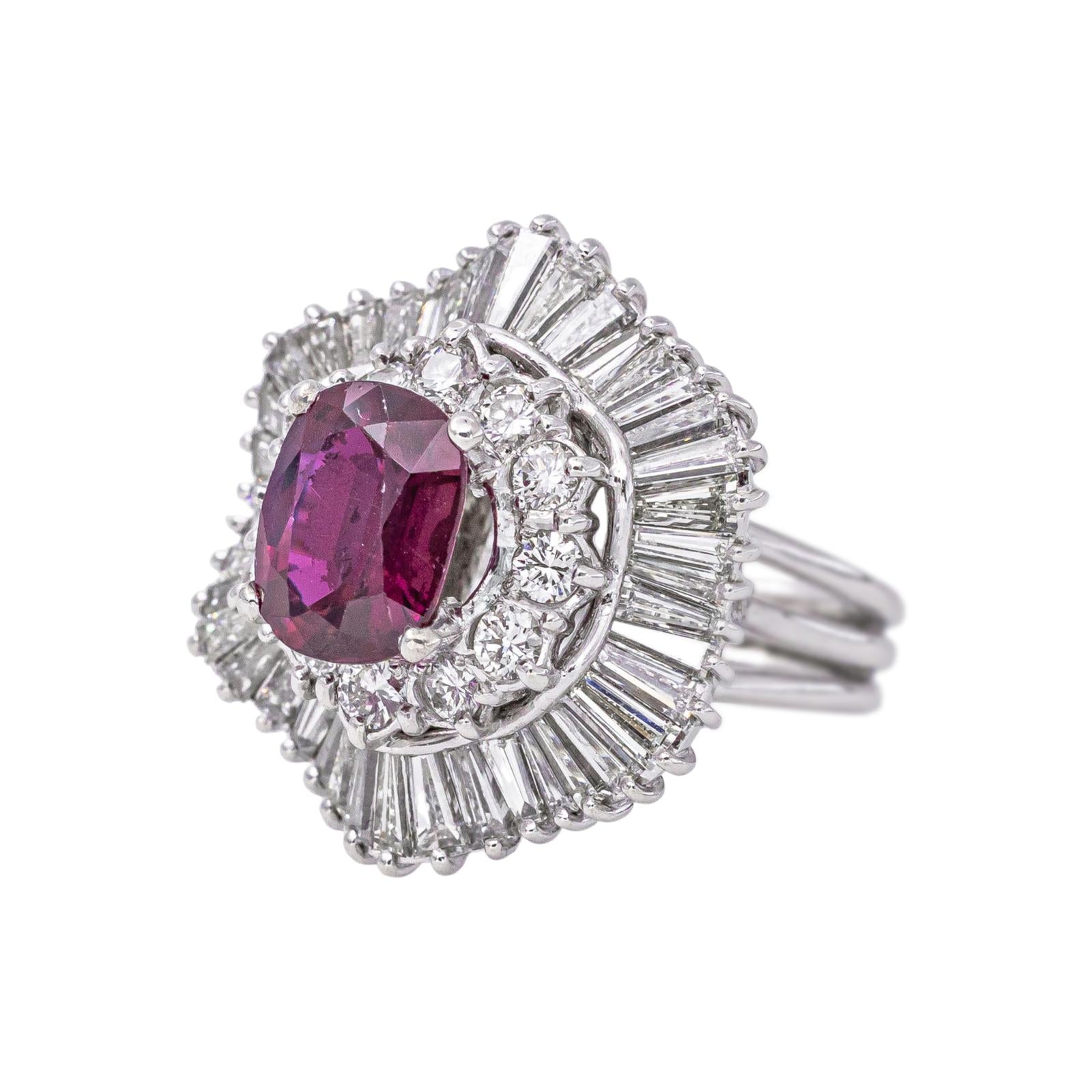 Bague Pompadour Platine Rubis