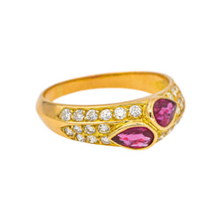 Ring Toi et moi Gold Yellow Ruby