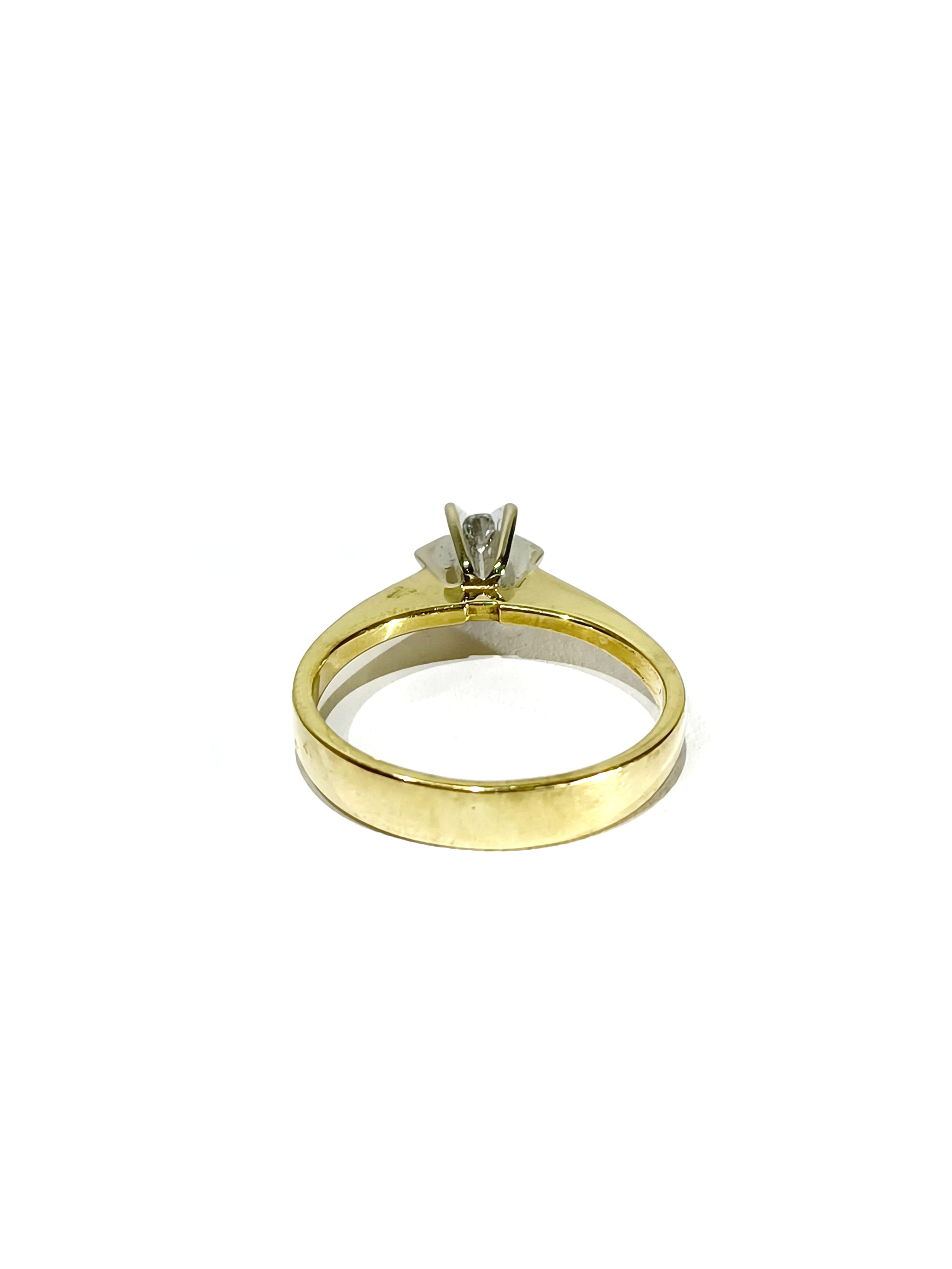 Yellow Gold Solitaire Ring with Diamonds