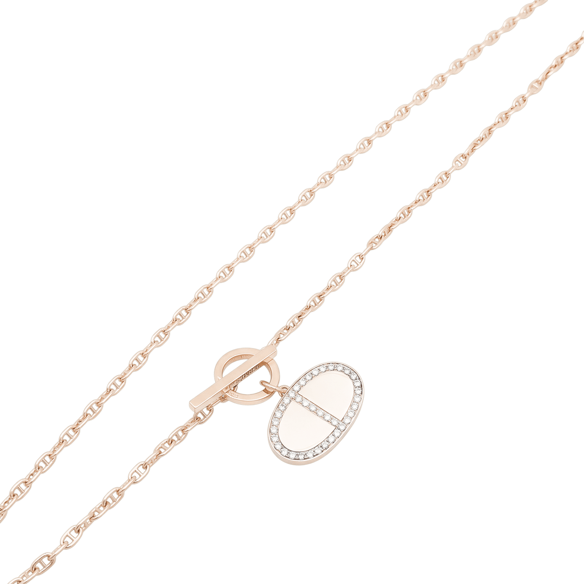 HERMÈS "Contour Anchor Chain" Pendant Necklace in rose gold and diamonds