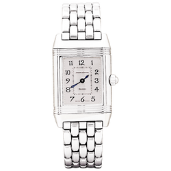 Montre Jaeger Lecoultre, "Reverso", acier et diamants.