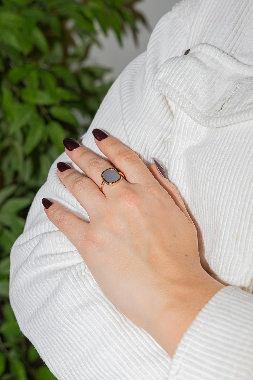 Ginette NY Bague White mop antique Or rose Nacre