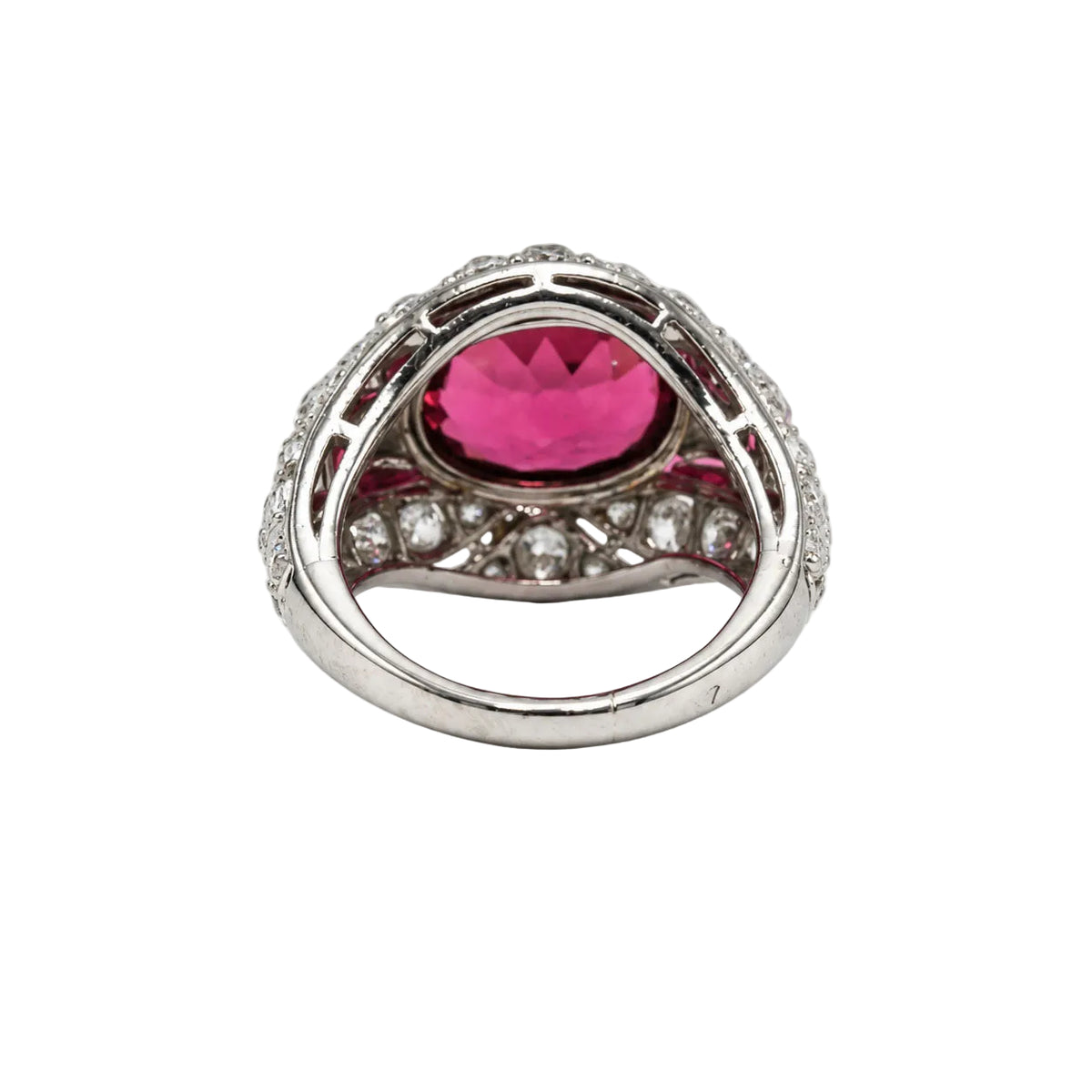 Dome Ring in Platinum, Tourmaline, and Diamonds