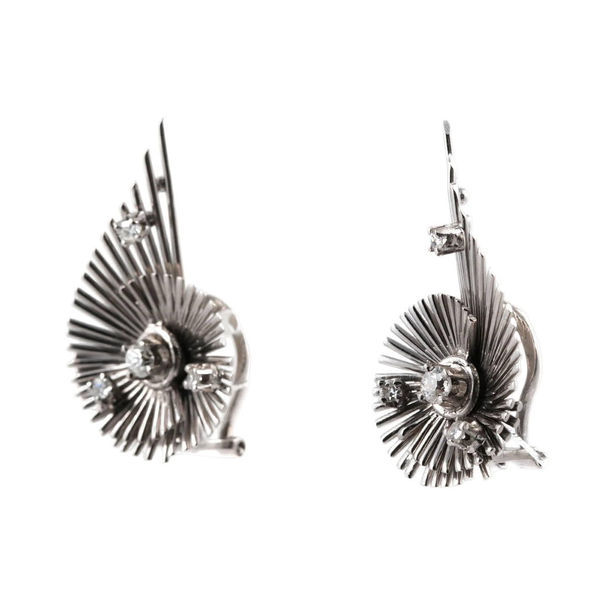 White Gold and Diamond Clip-On Earrings