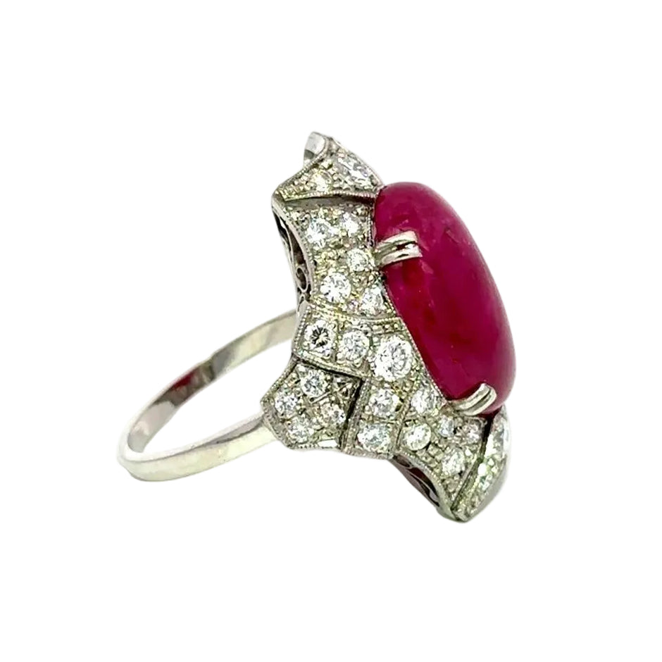 Gold Platinum, Ruby and Diamond Entourage Ring