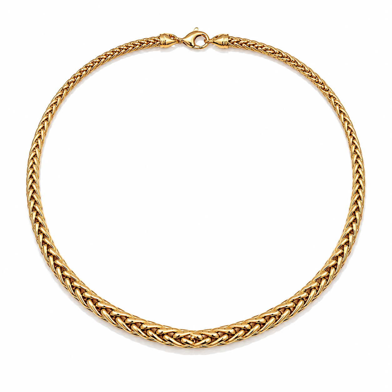 Palm tree Link Necklace in Yellow gold