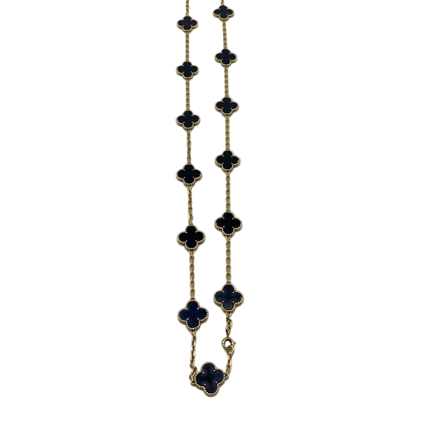 VAN CLEEF & ARPELS "Vintage Alhambra" Long Necklace in yellow gold and Onyx