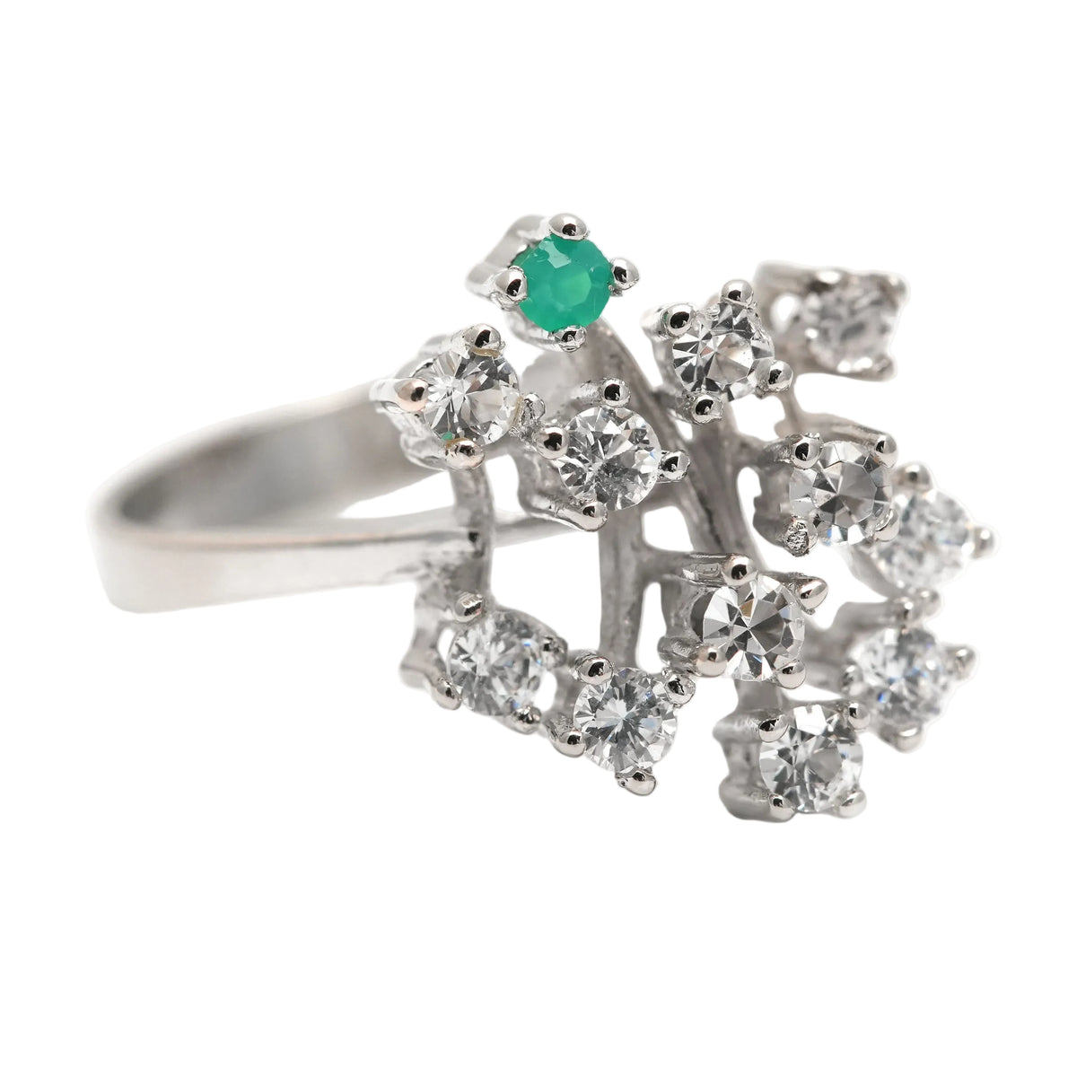 White Gold, Emerald, and Diamond Ring