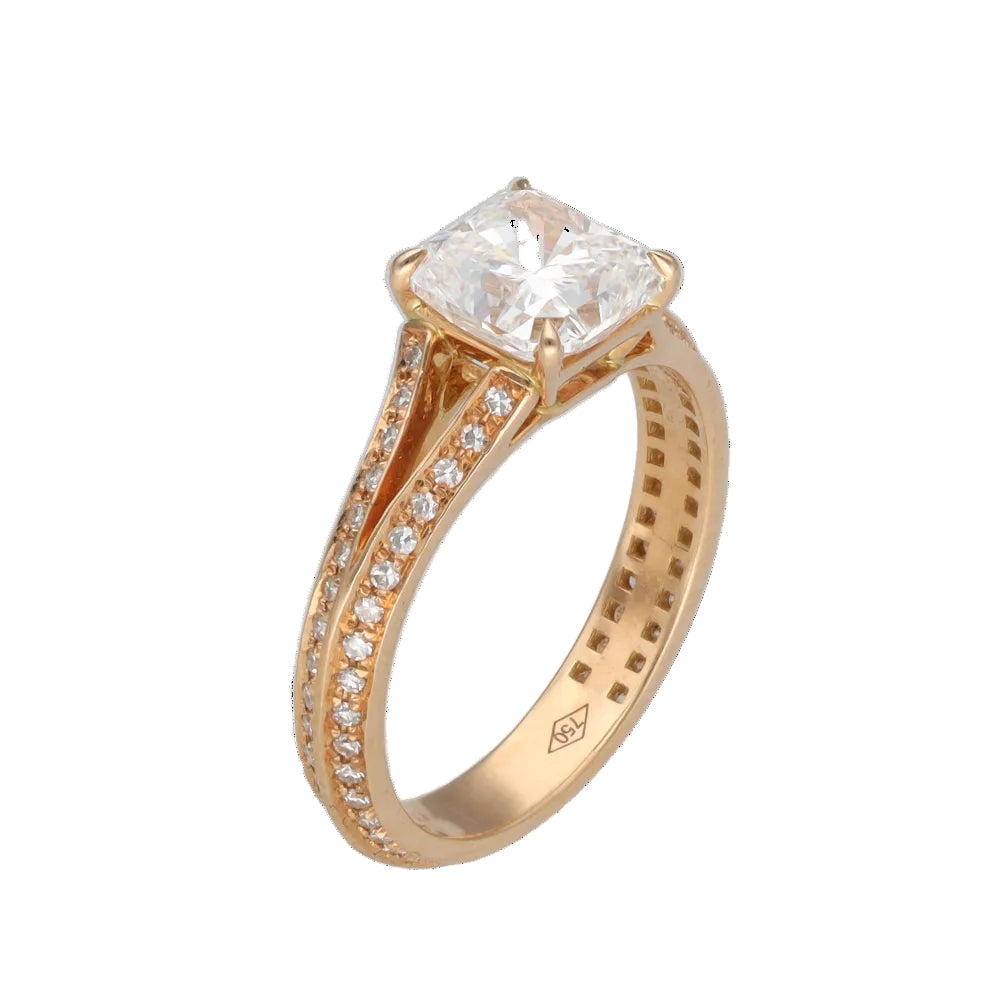 Rose Gold Solitaire Ring with Diamonds