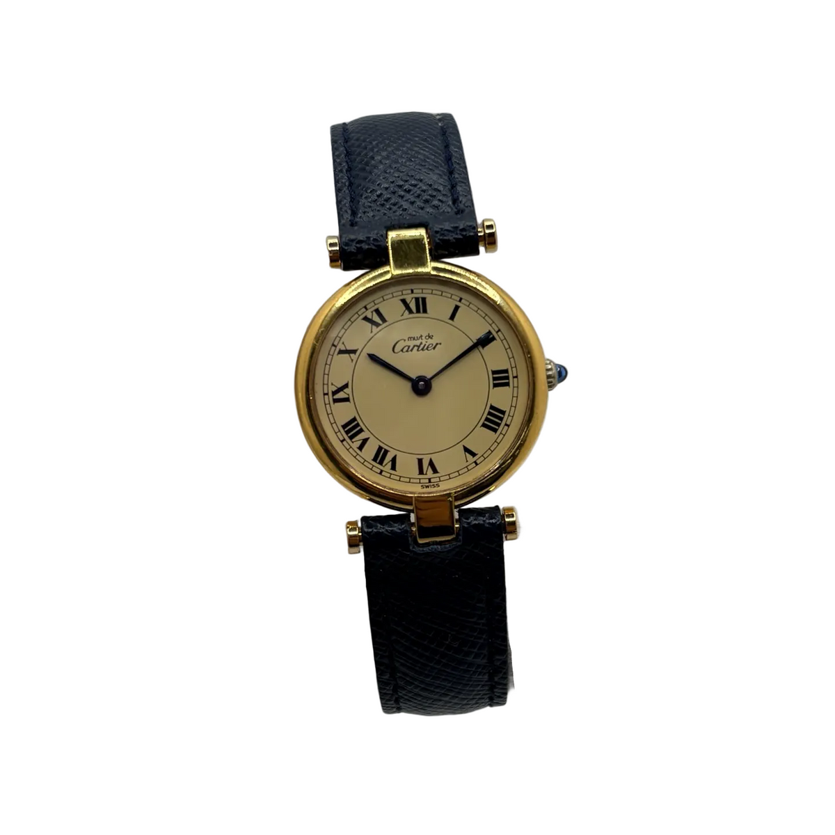 CARTIER "Must Vendôme" PM Watch in Vermeil and leather